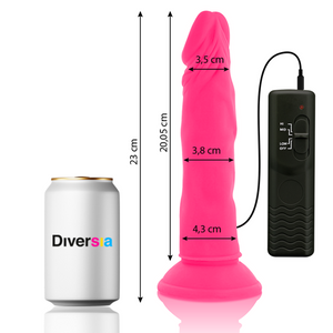 DIVERSIA — ELASTĪGA VIBRĒJOŠA DILDO ROZĀ 23 CM -O- 4,3 CM