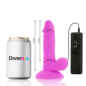 DIVERSIA — ELASTĪGA VIBRĒJOŠA DILDO PURPULA 17 CM -O- 3,3 CM