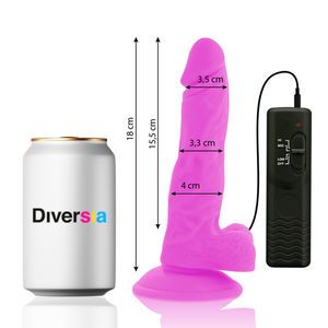 DIVERSIA — ELASTĪGA VIBRĒJOŠA DILDO PURPULA 18 CM -O- 4 CM