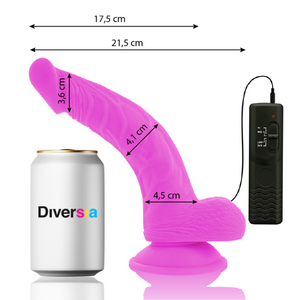 DIVERSIA — ELASTĪGS VIBRĒJOŠS DILDO VILLATS 21,5 CM -O- 4,5 CM