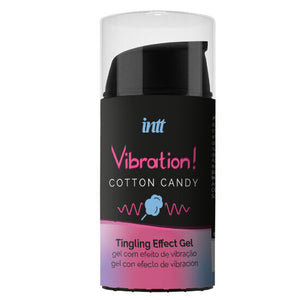 INTT unisex vibrating effect gel with cotton candy aroma, 15 ml bottle for enhanced sensations and orgasms.