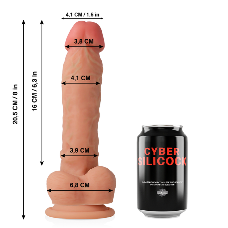 CYBER SILICOCK - УЛЬТРАРЕАЛИСТИЧЕСКИЙ МЯГКИЙ ЖИДКИЙ СИЛИКОНОВЫЙ ДОНГ 20,5 СМ -O- 4,1 СМ