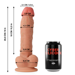 CYBER SILICOCK - УЛЬТРАРЕАЛИСТИЧЕСКИЙ МЯГКИЙ ЖИДКИЙ СИЛИКОНОВЫЙ ДОНГ 20,5 СМ -O- 4,1 СМ