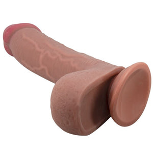 PRETTY LOVE — BĪDĀMĀS ĀDAS SĒRIJA REĀLISTS DILDO AR BĪDĀMĀM ĀDAS SŪKCUSĒM BRŪNAS 23,4 CM