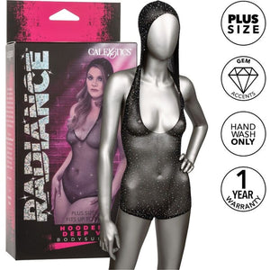 CALEXOTICS - RADIANCE HOODED DEEP V BODYSUIT PLUS SIZE CALEXOTICS