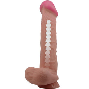 PRETTY LOVE - BĪDĀMĀS ĀDAS SĒRIJA REĀLISTS DILDO AR BĪDĀMĀM ĀDAS SŪCĒŠANĀS BRŪNAS 26 CM