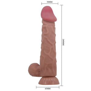 PRETTY LOVE - SLIDING SKIN SERIES REALISTIC DILDO WITH SLIDING SKIN SUCTION CUP BROWN 24 CM PRETTY LOVE HIGH GRADE