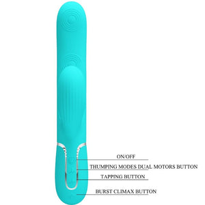 PRETTY LOVE - PERLITA MULTIFUNCTION 3 IN 1 G-SPOT VIBRATOR AQUA GREEN PRETTY LOVE FLIRTATION