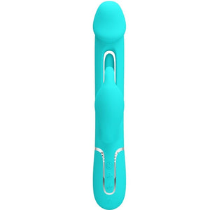 PRETTY LOVE - KAMPAS RABBIT 3 IN 1 MULTIFUNCTION VIBRATOR WITH TONGUE AQUA GREEN PRETTY LOVE FLIRTATION