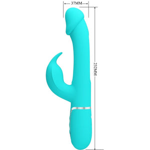 PRETTY LOVE - KAMPAS RABBIT 3 IN 1 MULTIFUNCTION VIBRATOR WITH TONGUE AQUA GREEN PRETTY LOVE FLIRTATION