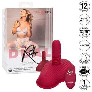 CALEXOTICS - RIDER MASSAGER DOUBLE MOTOR REMOTE CONTROL RED CALEXOTICS