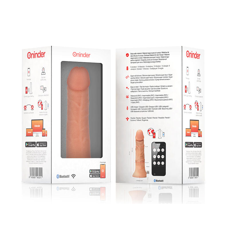 ONINDER Bogota Vibrating Dildo in Packaging - 22 cm Silicone, 9 Speeds, Free App-Controlled