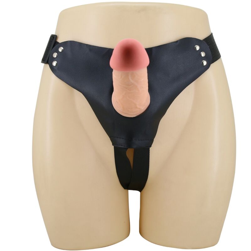 Universal briefs with 19 cm dildo harness and adjustable straps by Pretty Love, featuring a realistic design and comfortable fit.