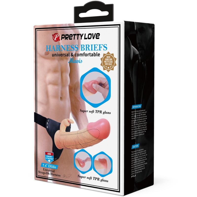 PRETTY LOVE Mavis Universal Harness Briefs with 19 cm Dildo