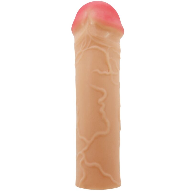 NILE penis extender cover offering extra length and girth with realistic texture for enhanced pleasure.