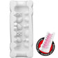 3D stimulator can model 1 masturbator with ribbed texture, made of soft TPR material, shown in white with a pink element.