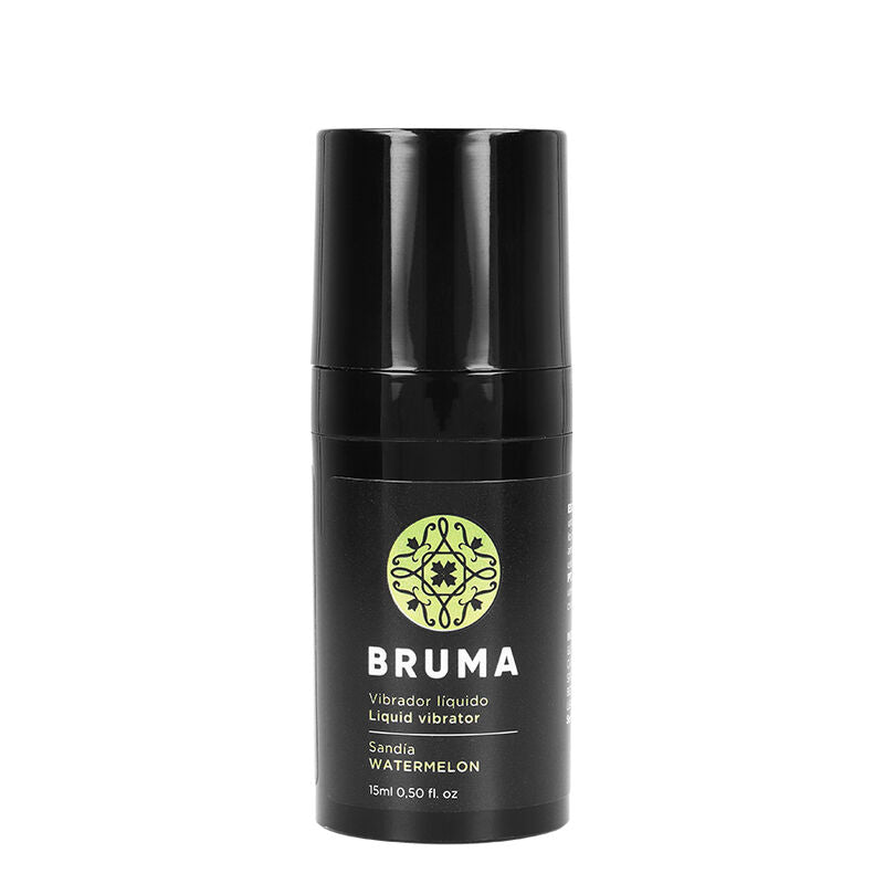 BRUMA Liquid Vibrator Ultra Sliding Watermelon 15ml intimate gel bottle with floral emblem label.