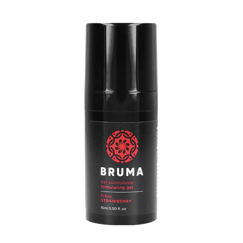 BRUMA Strawberry Flavor Intimate Stimulating Gel, 15ml bottle for enhancing mood and pleasure, ideal for solo or partnered play.