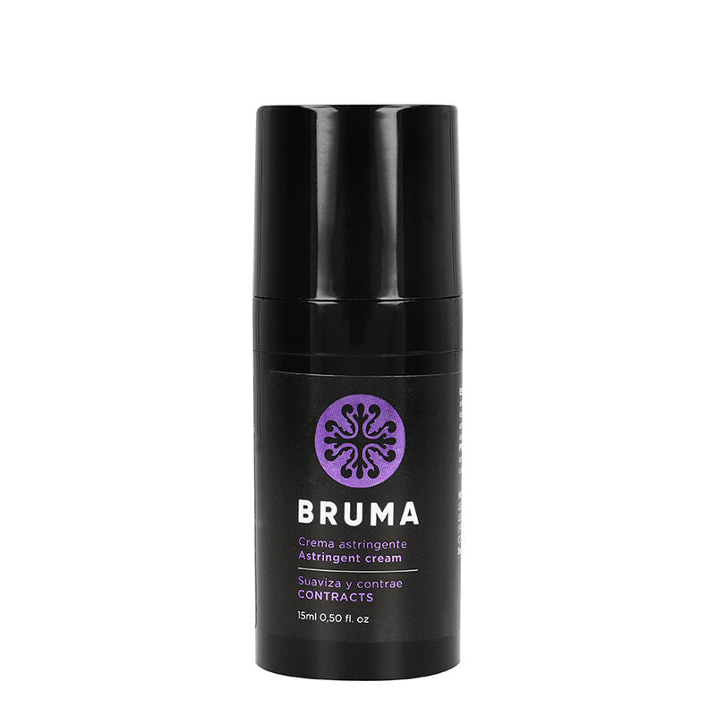 BRUMA Astringent Cream Ultra Sliding 15ml bottle with purple logo, designed to enhance intimate experiences.