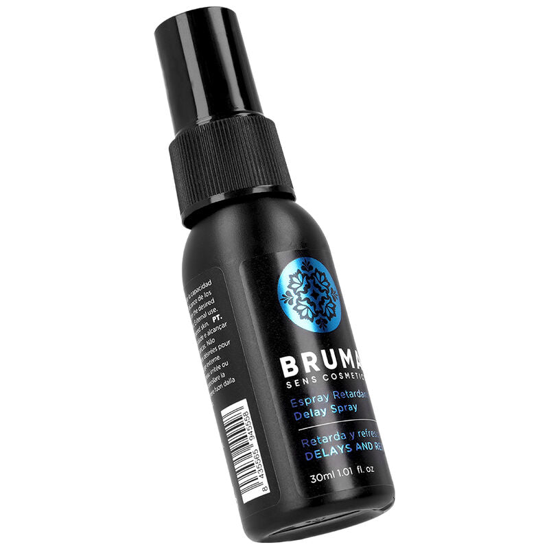 BRUMA Delay and Refreshes Spray 30ml bottle for prolonged intimate relationships, enhancing pleasure and performance.