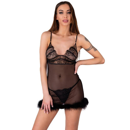 LIVCO CORSETTI FASHION - КОМПЛЕКТ ZERUNAM BABYDOLL + ЧЕРНЫЕ СТРИНГИ