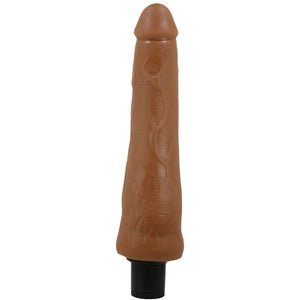 Alt Tag: Pretty Love Alfredo realistic vibrator, 21.5 cm length, 4 cm diameter, veiny shaft, multi-speed vibrations, AAA battery powered.