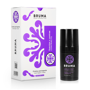 BRUMA Astringent Cream 15ml packaging and bottle for intimate sensation enhancement and soothing.