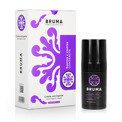 BRUMA Astringent Cream 15ml packaging and bottle for intimate sensation enhancement and soothing.