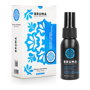 BRUMA Delay Spray 30ml bottle and box for intimate prolongation and refreshment.
