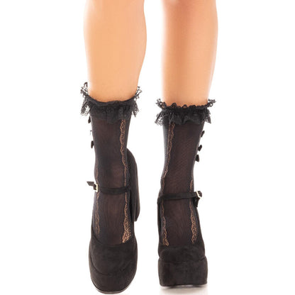 LEG AVENUE - POTĪTES ZEĶES AR RUFFLES, MELNAS