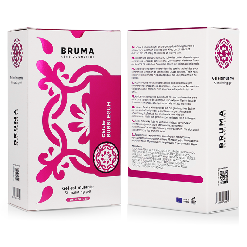 BRUMA Bubblegum Flavor Stimulating Gel Package, 15ml, Intimate Balm for Enhanced Pleasure