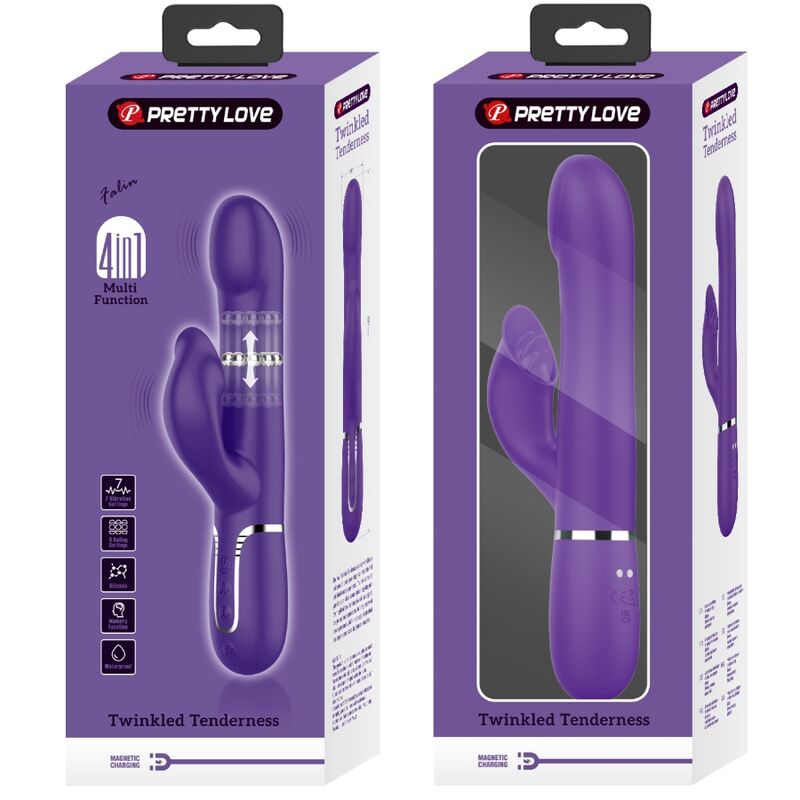 PRETTY LOVE - ZALIN RABBIT VIBRATOR PEARLS 4 IN 1 PURPLE PRETTY LOVE FLIRTATION
