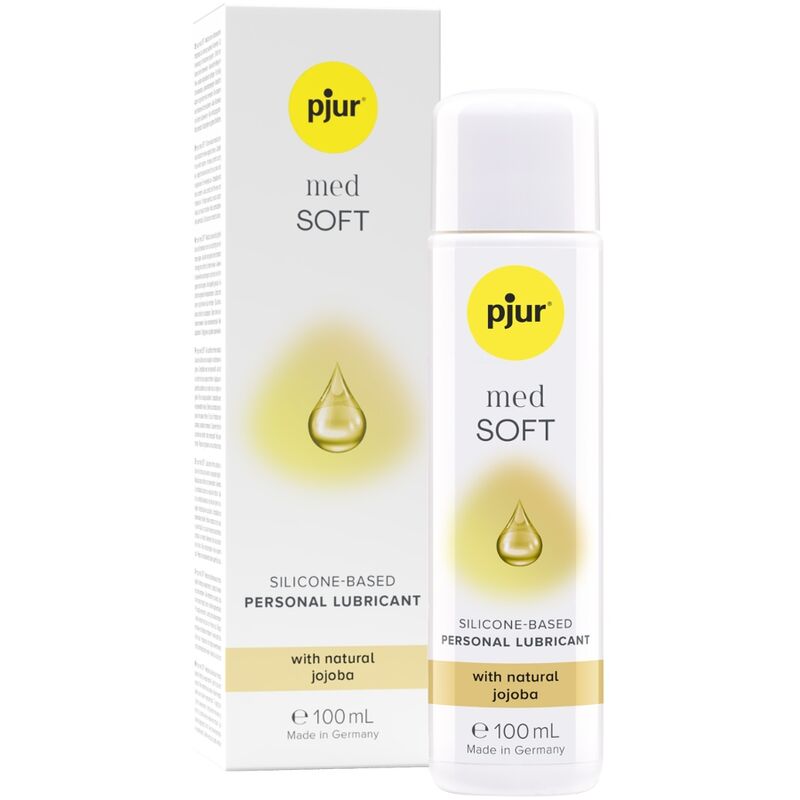 Pjur Med Soft Glide Silicone Lubricant 100ml with natural jojoba oil for sensitive skin, long-lasting lubrication.