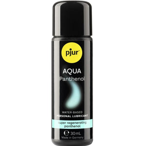 PJUR Aqua Panthenol Water-Based Lubricant 30ml bottle for long-lasting skin hydration and regeneration.