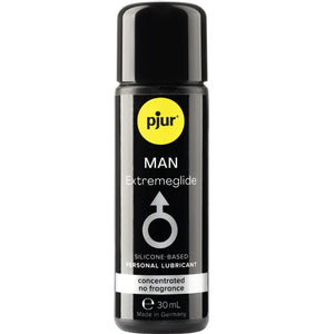 PJUR MAN Premium Lubricant 30 ml silicone formula bottle for men, dermatologically tested, long-lasting, non-sticky.