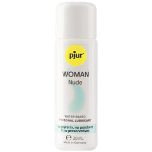 Pjur Woman Nude Water-Based Lubricant 30ml, preservative-free, allergen-free, no glycerin, ideal for sensitive skin.