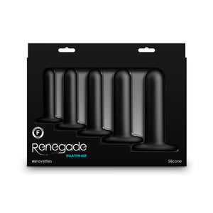 Renegade Dilator Kit Black 5-piece silicone set for intimacy and sexual health by NS Novelties in original packaging.