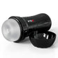 PDX EXTREME Slide & Glide self-lubricating masturbator in black with removable cap, enhances pleasure with water activation.