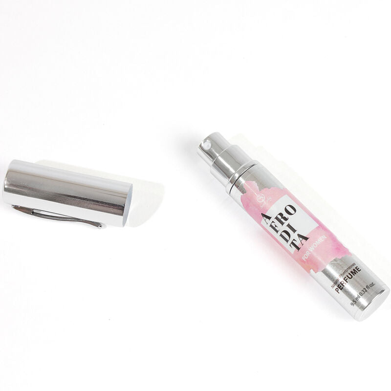 Travel-size Secretplay Afrodita Perfume with pheromones, featuring a sophisticated caramel aroma for lasting allure.