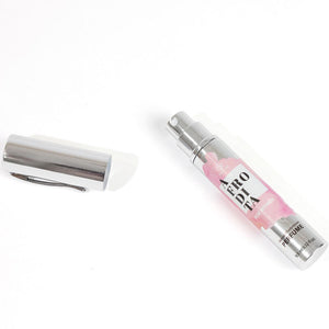 Travel-size Secretplay Afrodita Perfume with pheromones, featuring a sophisticated caramel aroma for lasting allure.