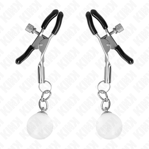 KINK - GLASS BEAD NIPPLE CLAMPS SILVER 6 CM - LoveYou.lv