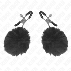 KINK - FAUX FUR BALL NIPPLE CLAMP BLACK 6 CM - LoveYou.lv