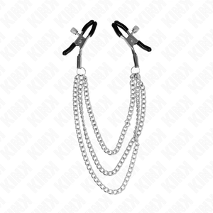 KINK - NIPPLE CLAMPS WITH 3 CHAINS SILVER 20/23/28 CM - LoveYou.lv