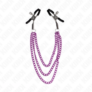 KINK - NIPPLE CLAMPS WITH 3 CHAINS PURPLE 20/23/28 CM - LoveYou.lv