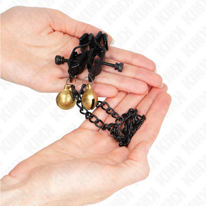 KINK - FLAT CHAIN NIPPLE CLAMPS AND BELL SILVER 30 CM - LoveYou.lv