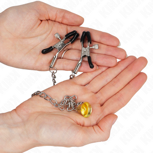 KINK - CHAIN NIPPLE CLAMPS WITH HORN PENDANT 30 CM - LoveYou.lv
