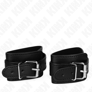 KINK - LOCKABLE DUNGEON WRIST RESTRAINTS BLACK ADJUSTABLE 21-28 CM X 5.5 CM - LoveYou.lv
