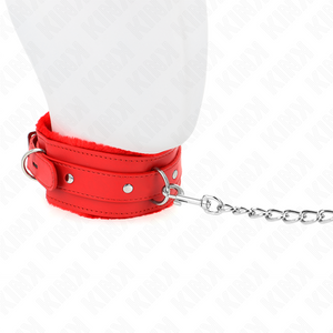 KINK - COLLAR WITH LEASH 65 CM WITH RESTRICTIONS RED 36-42 CM X 5.5 CM LoveYou.lv