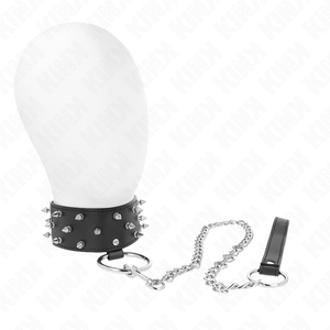 KINK - NECKLACE WITH LEASH 65 CM WITH SILVER STUDS MODEL 5 ADJUSTABLE 36-43 CM X 5 CM LoveYou.lv