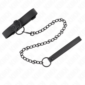 KINK - COLLAR WITH DARK LEASH 65 CM ADJUSTABLE 37-54 CM X 3 CM LoveYou.lv